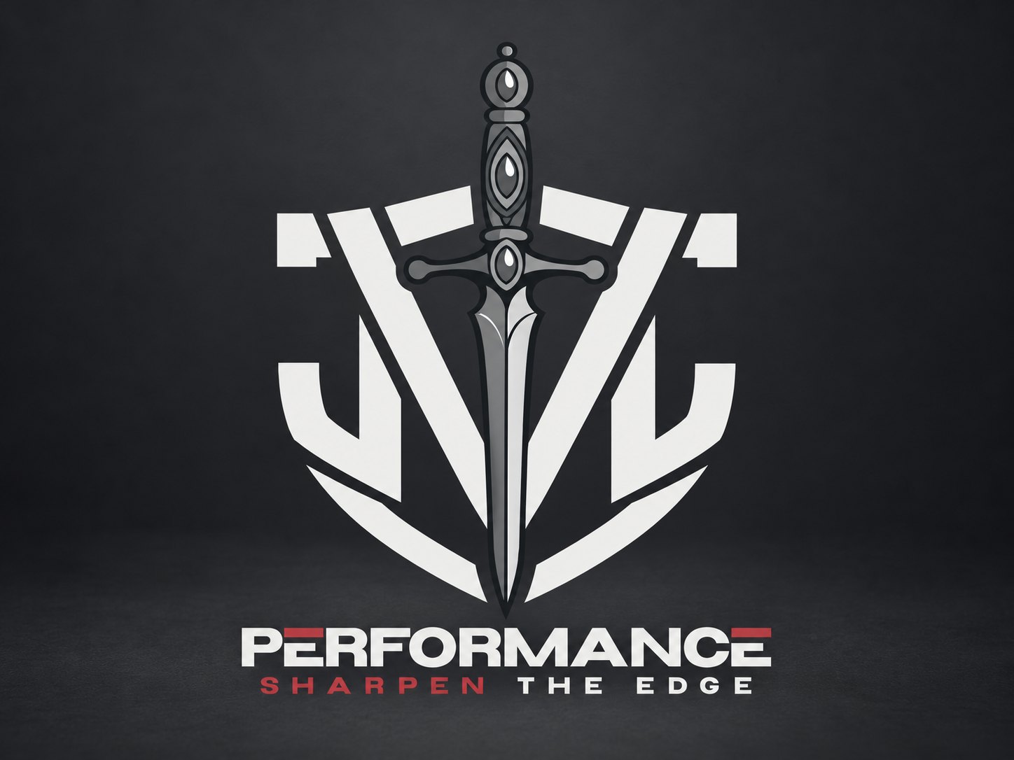 JVC Performance logo on a dark background: white interlocking J, V and C initials forming a shield around a central sword, with the word PERFORMANCE and the tagline Sharpen the Edge in white and deep red.